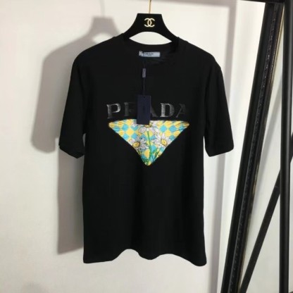 P style floral LOGO printed loose short sleeve T-shirt-Luxeon