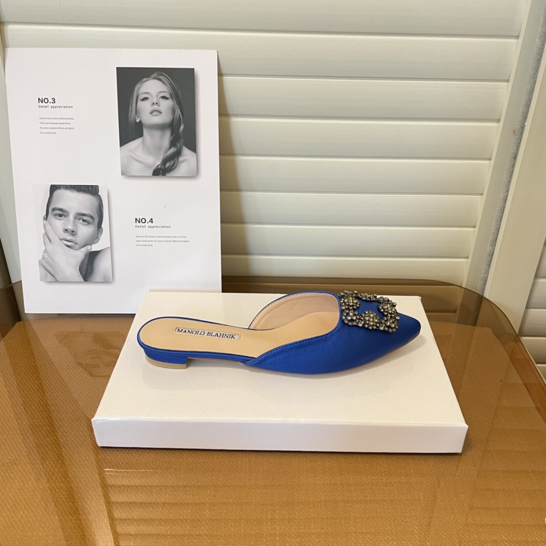 Manolo Blahnik pointed toe flat slippers-Luxeon