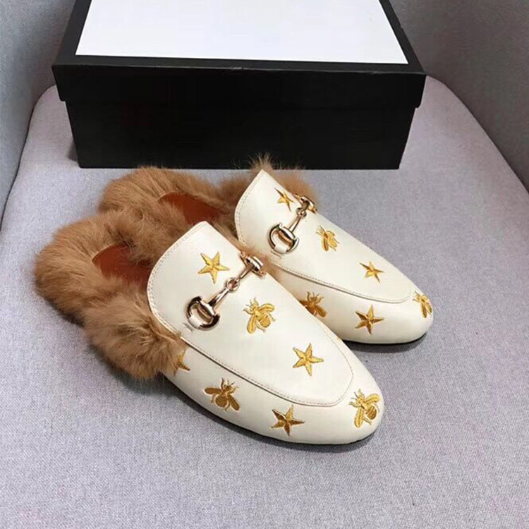 G style Winter Women Fluffy Fur Slippers-Luxeon