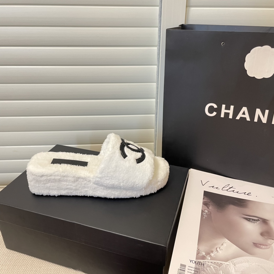 C style double-c terry wool slippers-Luxeon