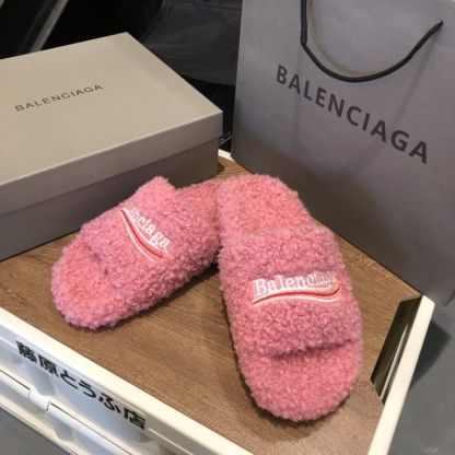 B style new women fur slippers with logo upper-Luxeon