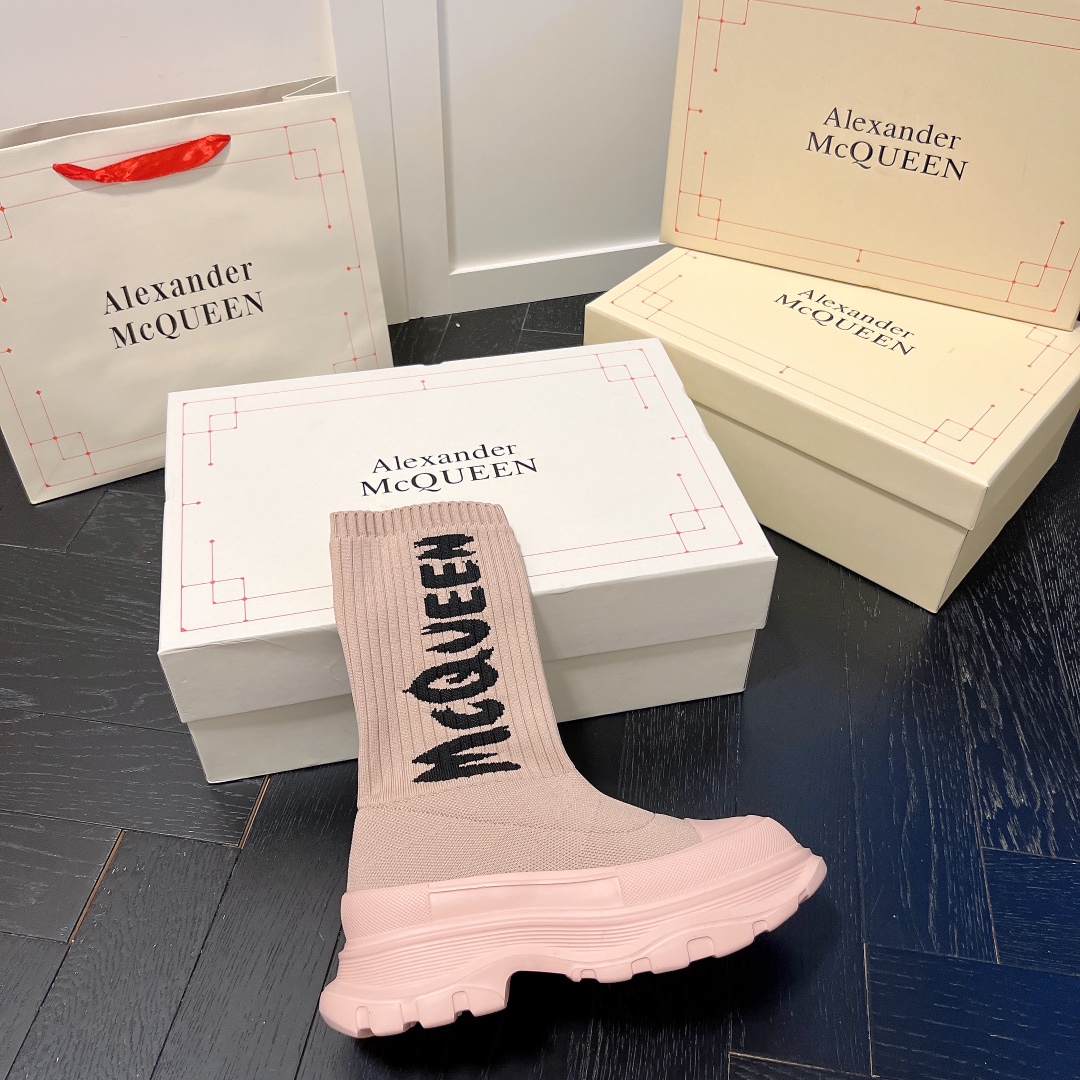 Alexander McQueen women sneakers sock boots-Luxeon