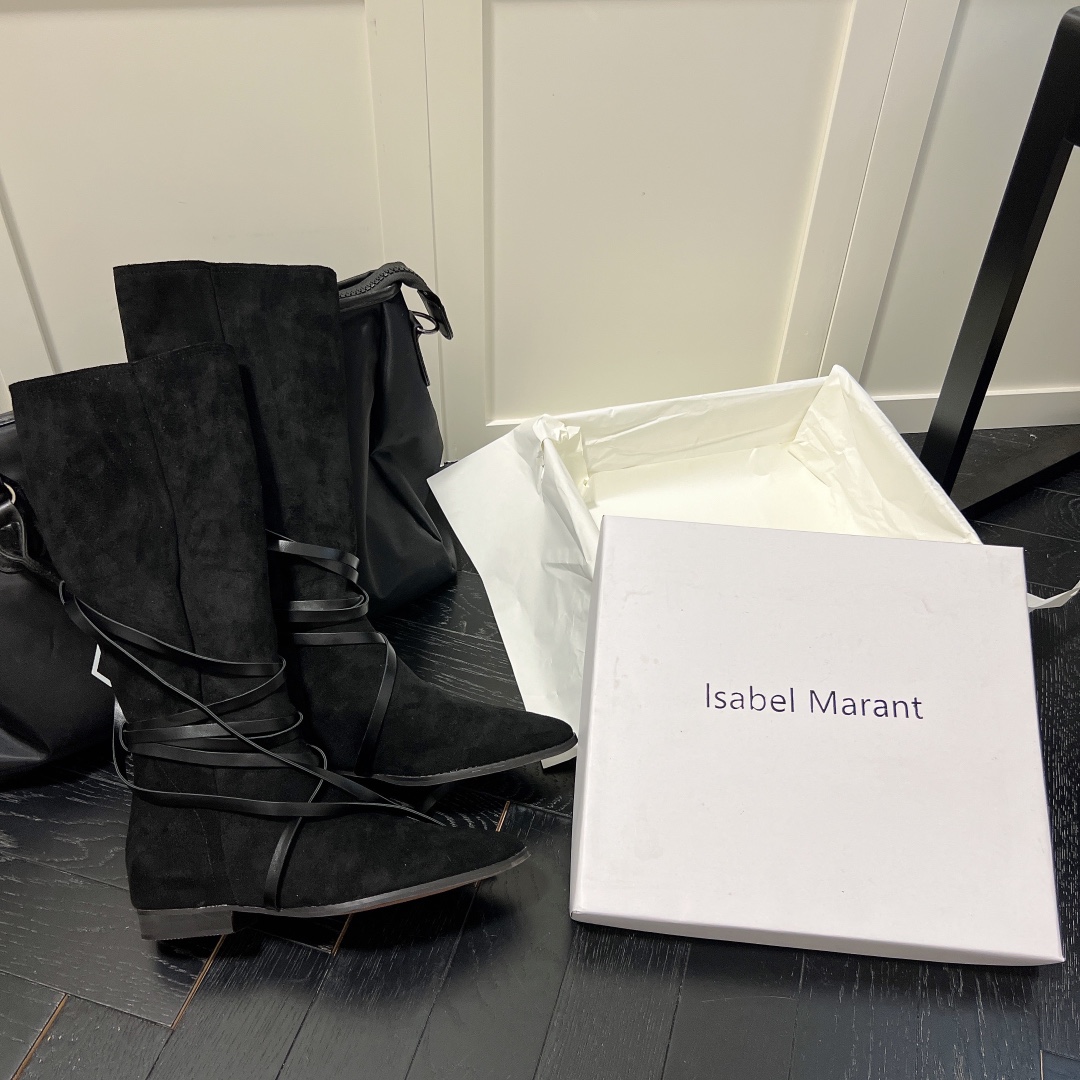 Isabel Marant strips style high knee boots-Luxeon