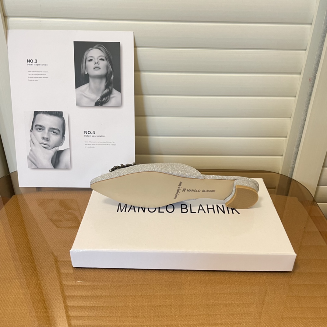 Manolo Blahnik pointed toe flat slippers-Luxeon