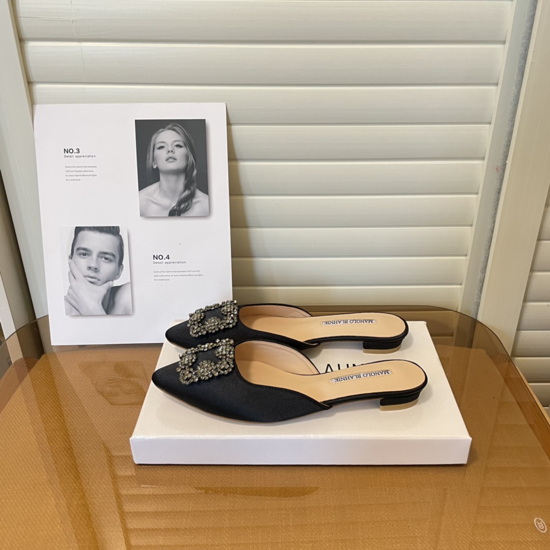 Manolo Blahnik pointed toe flat slippers-Luxeon