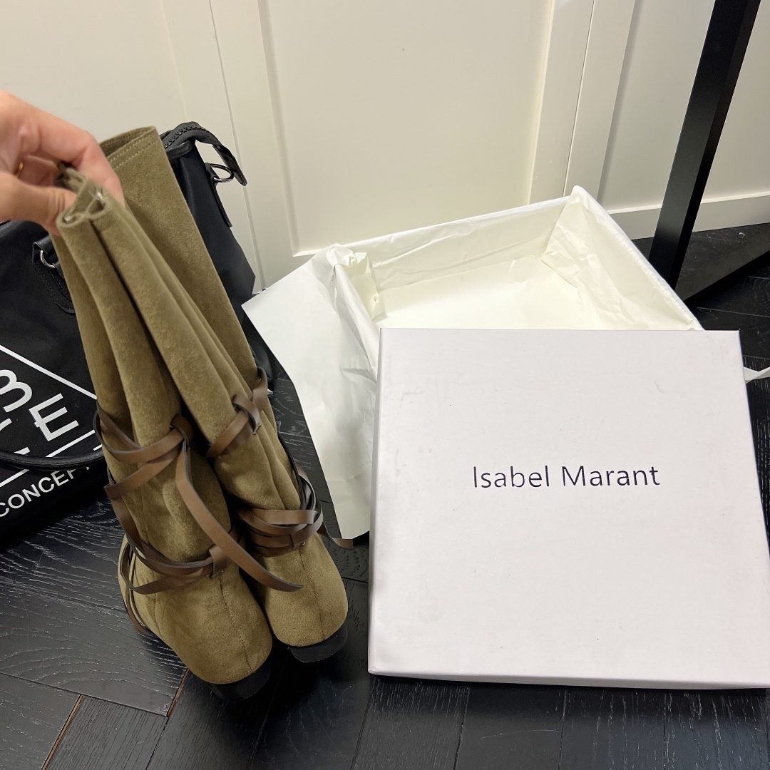 Isabel Marant strips style high knee boots-Luxeon