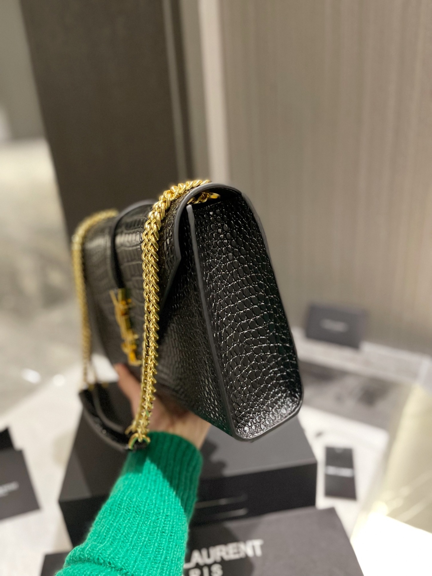 Y style Saint Laurent Handbags Crocodile Pattern-Luxeon