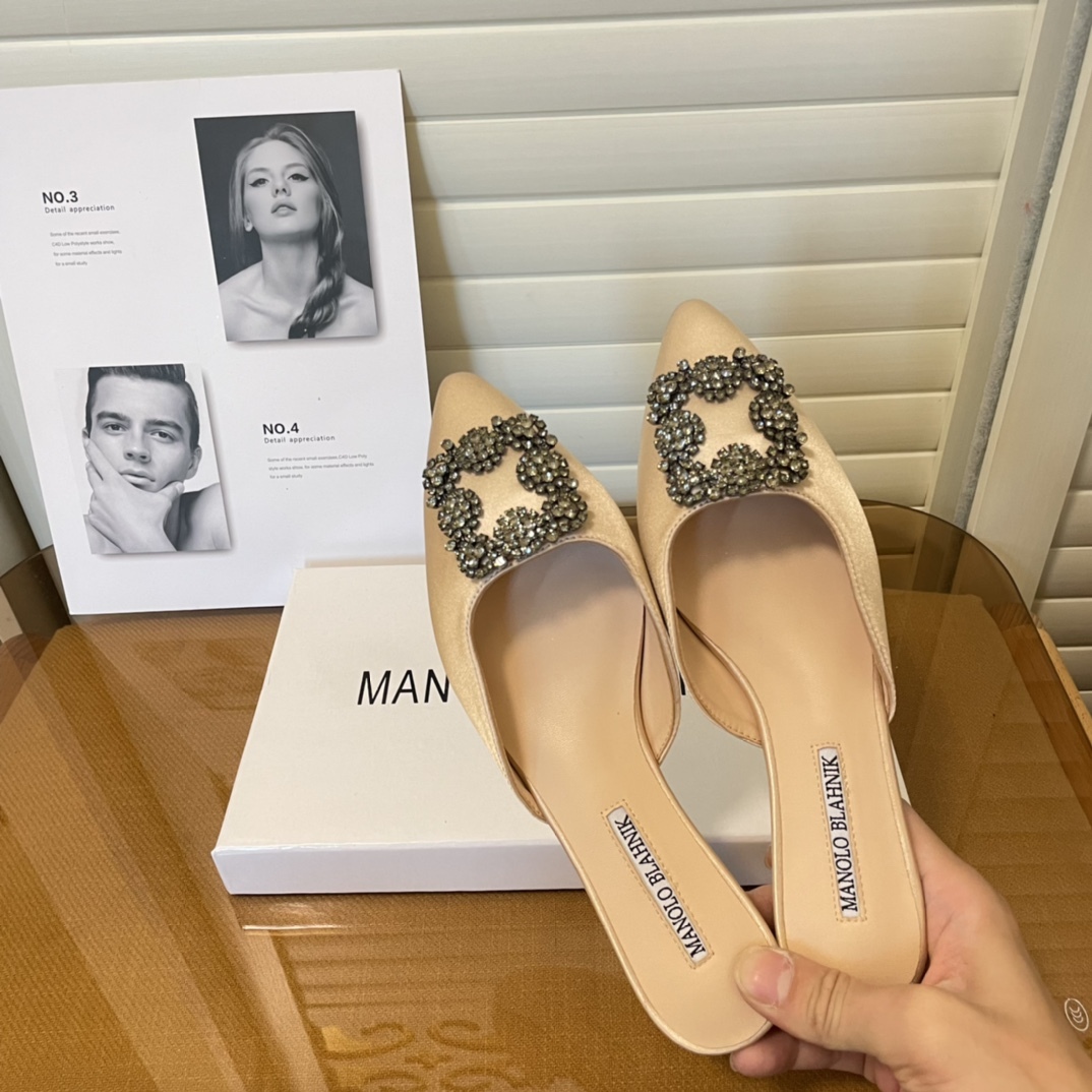 Manolo Blahnik pointed toe flat slippers-Luxeon