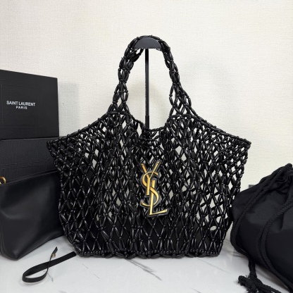 Beaded woven tote bag