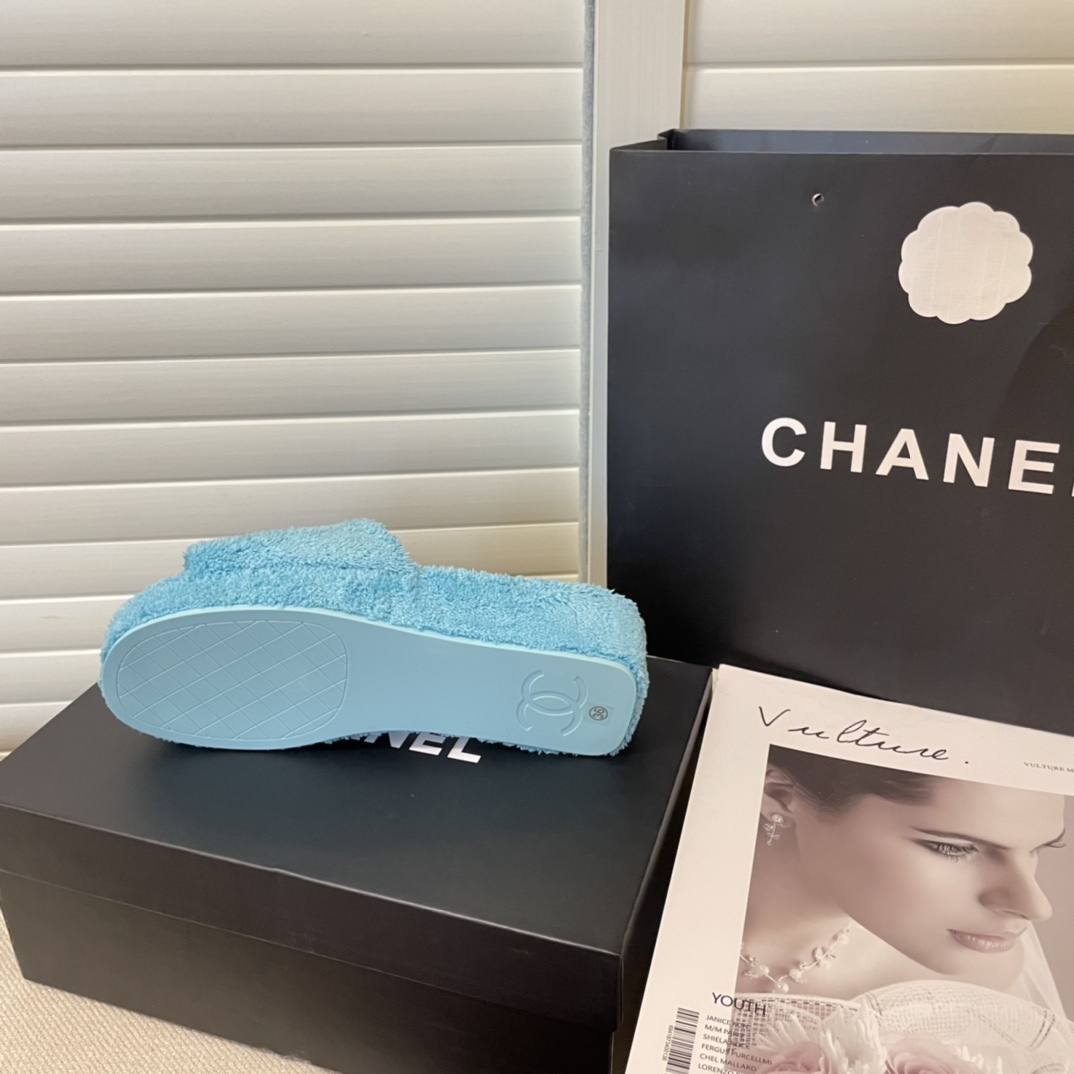 C style double-c terry wool slippers-Luxeon