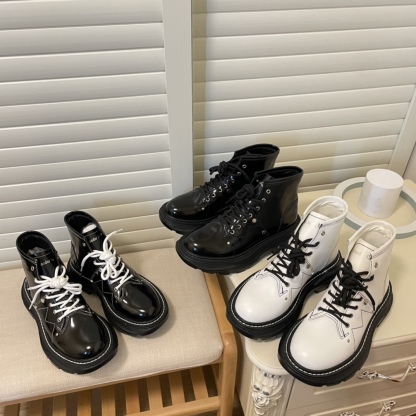 Alexander McQueen British style women rider short boots-Luxeon