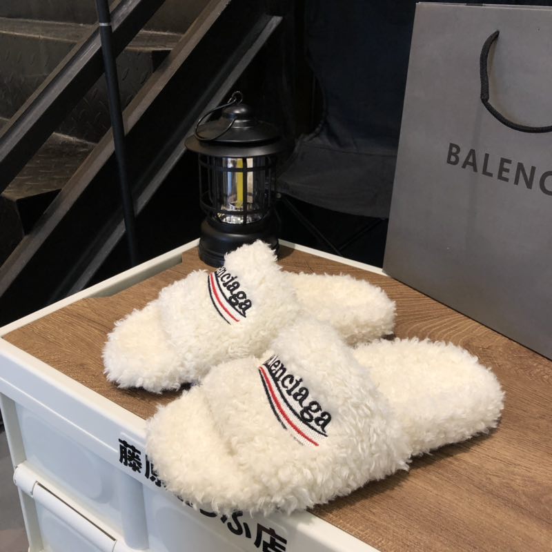 B style new women fur slippers with logo upper-Luxeon
