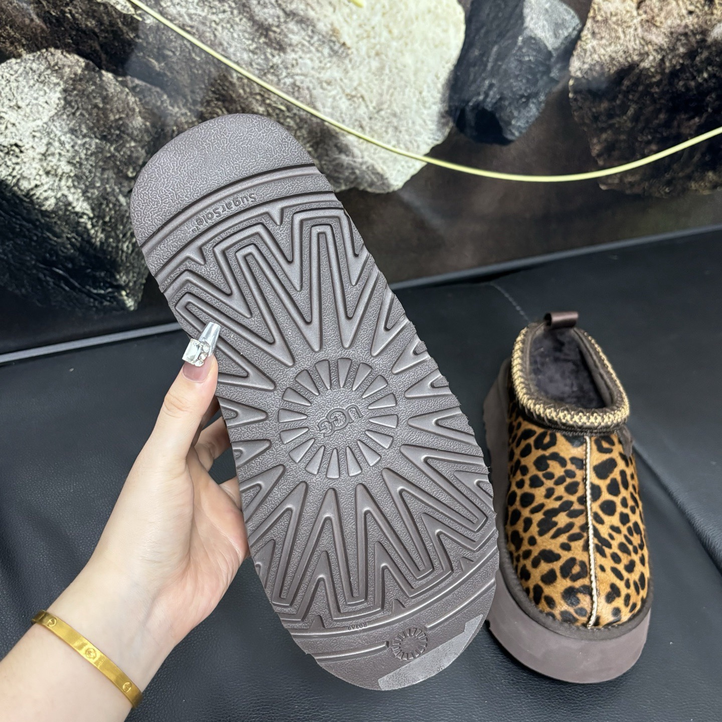 Leopard print snow boots