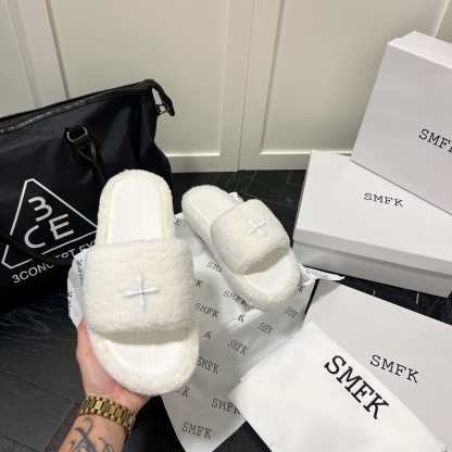 SMFK new wool fuzz slippers-Luxeon