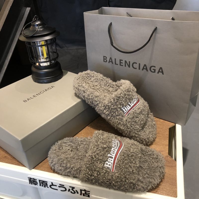 B style new women fur slippers with logo upper-Luxeon