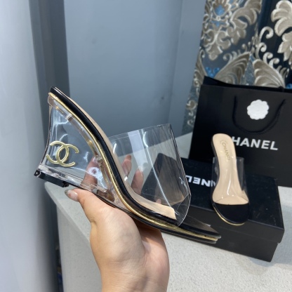 C style Crystal Heel Sheer Sandals-Luxeon