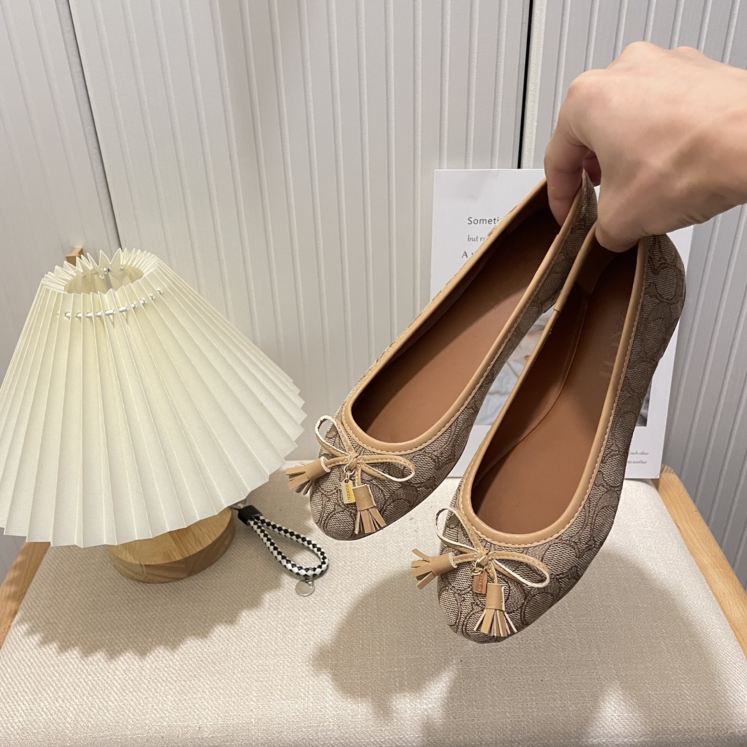 Coach new women bow-knot loafers flats-Luxeon