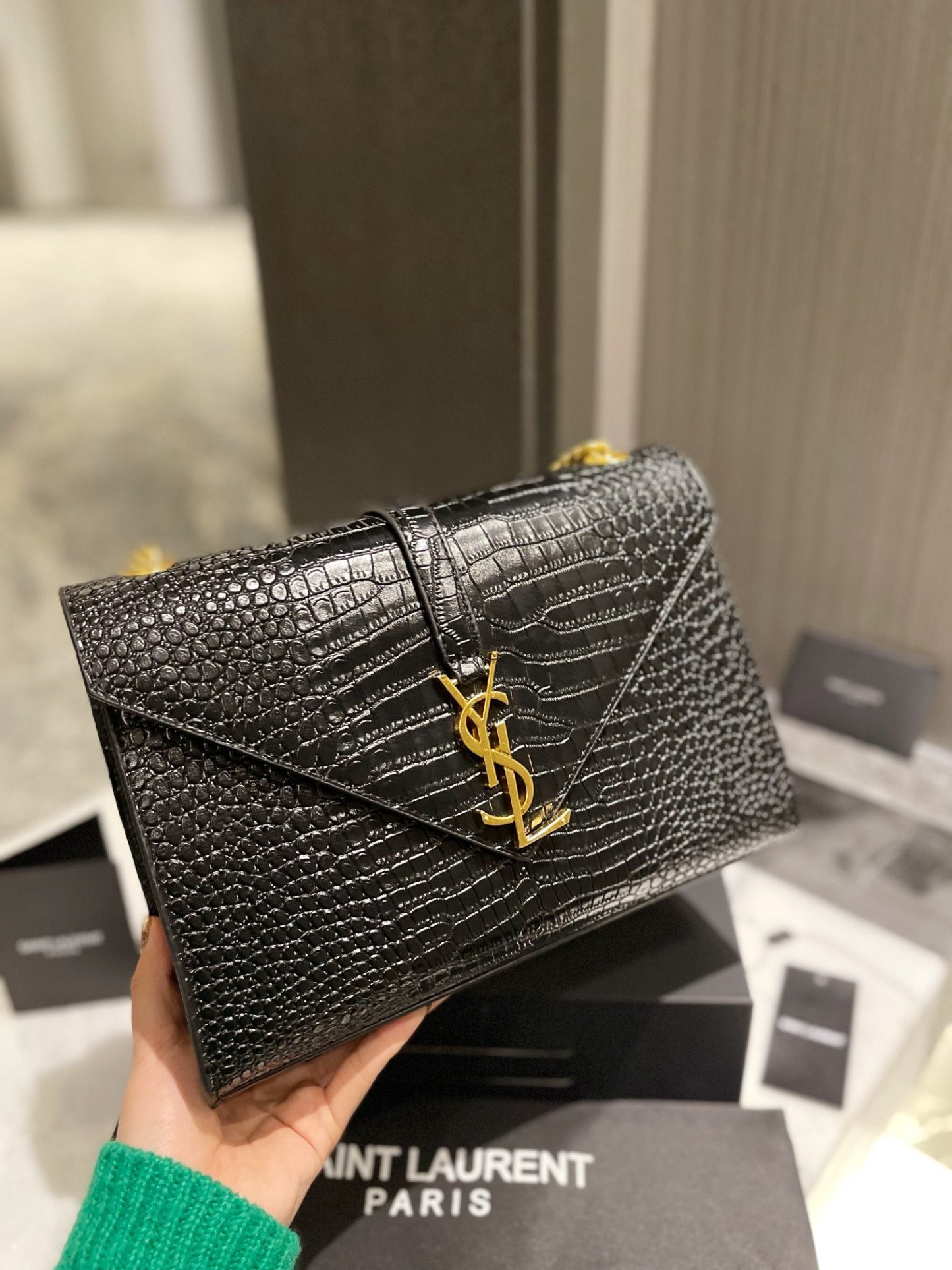 Y style Saint Laurent Handbags Crocodile Pattern-Luxeon