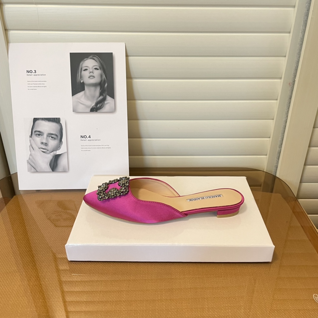 Manolo Blahnik pointed toe flat slippers-Luxeon