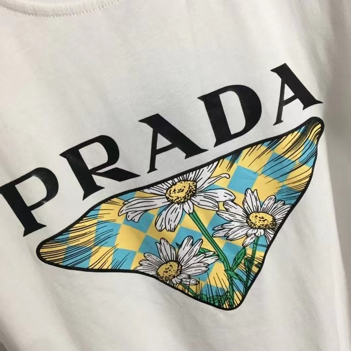 P style floral LOGO printed loose short sleeve T-shirt-Luxeon