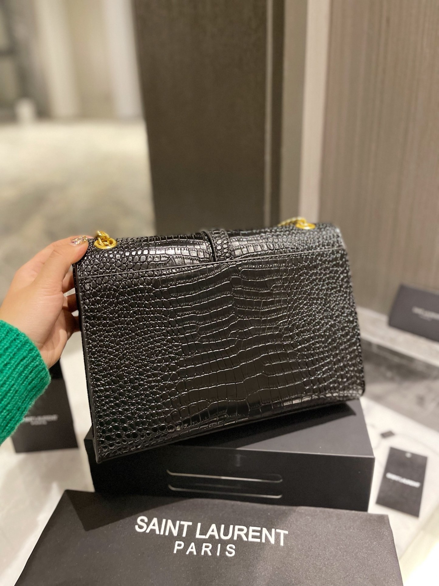 Y style Saint Laurent Handbags Crocodile Pattern-Luxeon