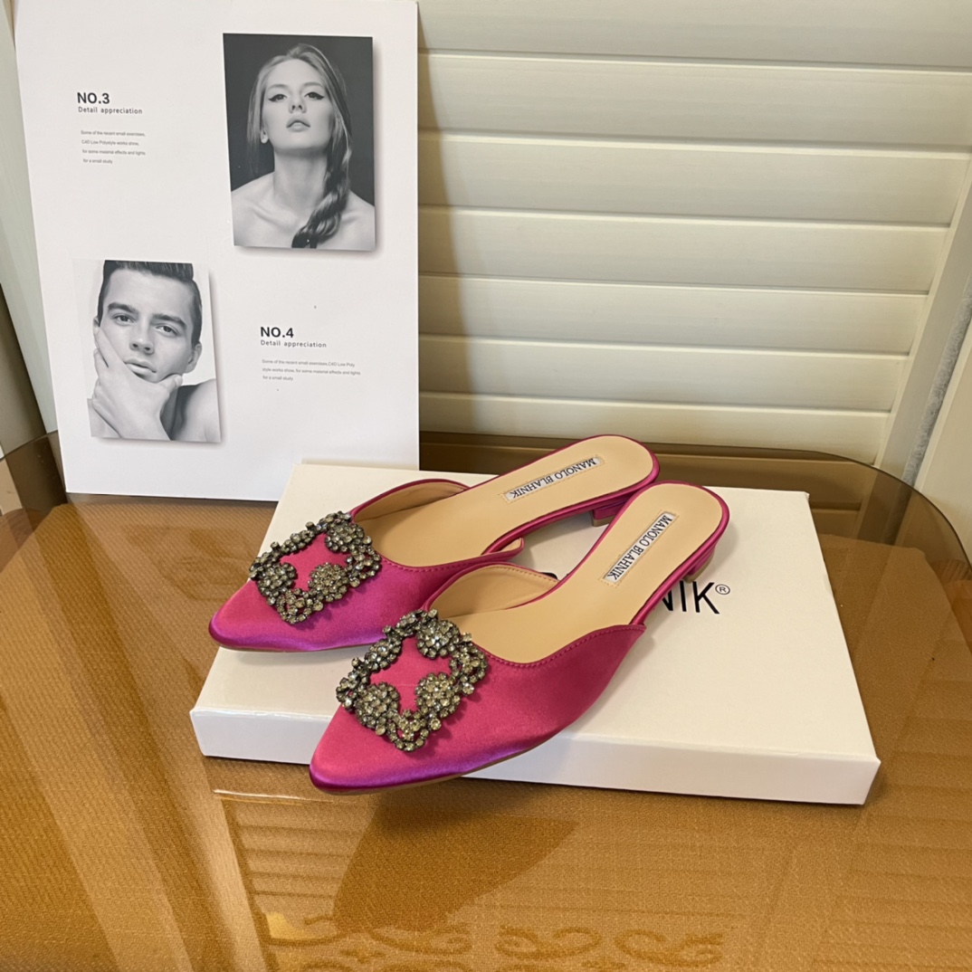 Manolo Blahnik pointed toe flat slippers-Luxeon