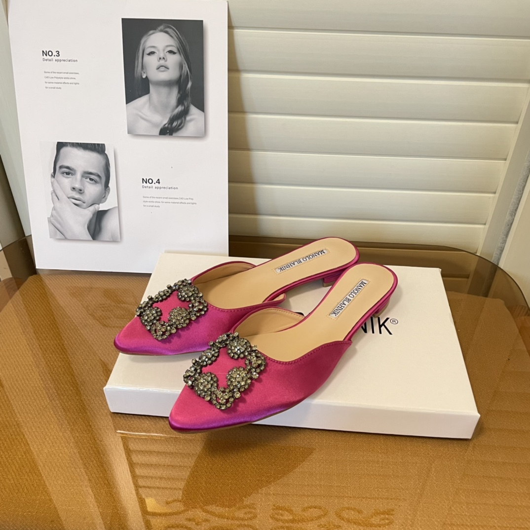 Manolo Blahnik pointed toe flat slippers-Luxeon