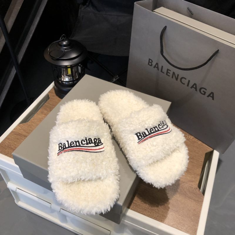 B style new women fur slippers with logo upper-Luxeon