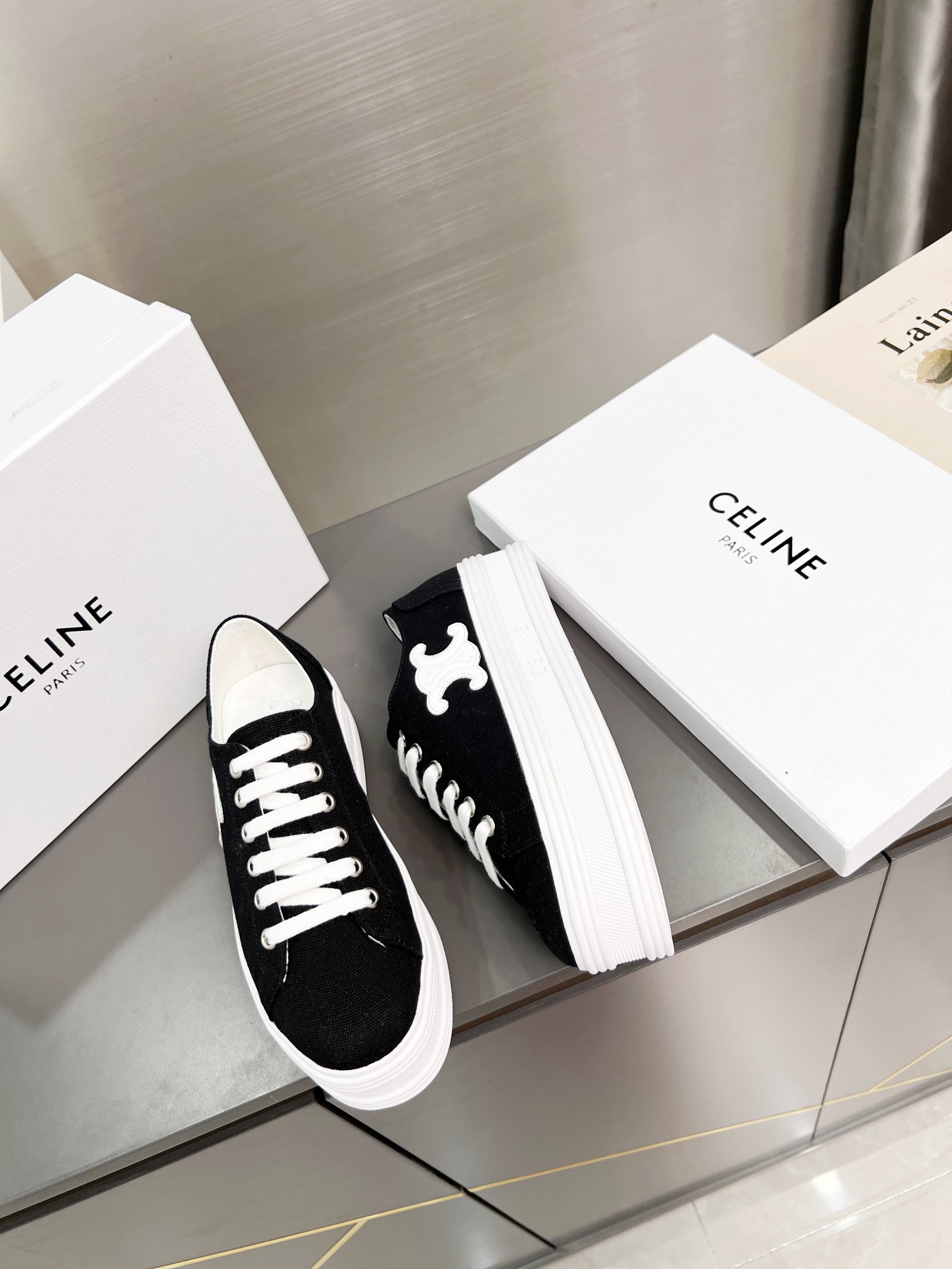 C style low heel canvas casual shoes-Luxeon