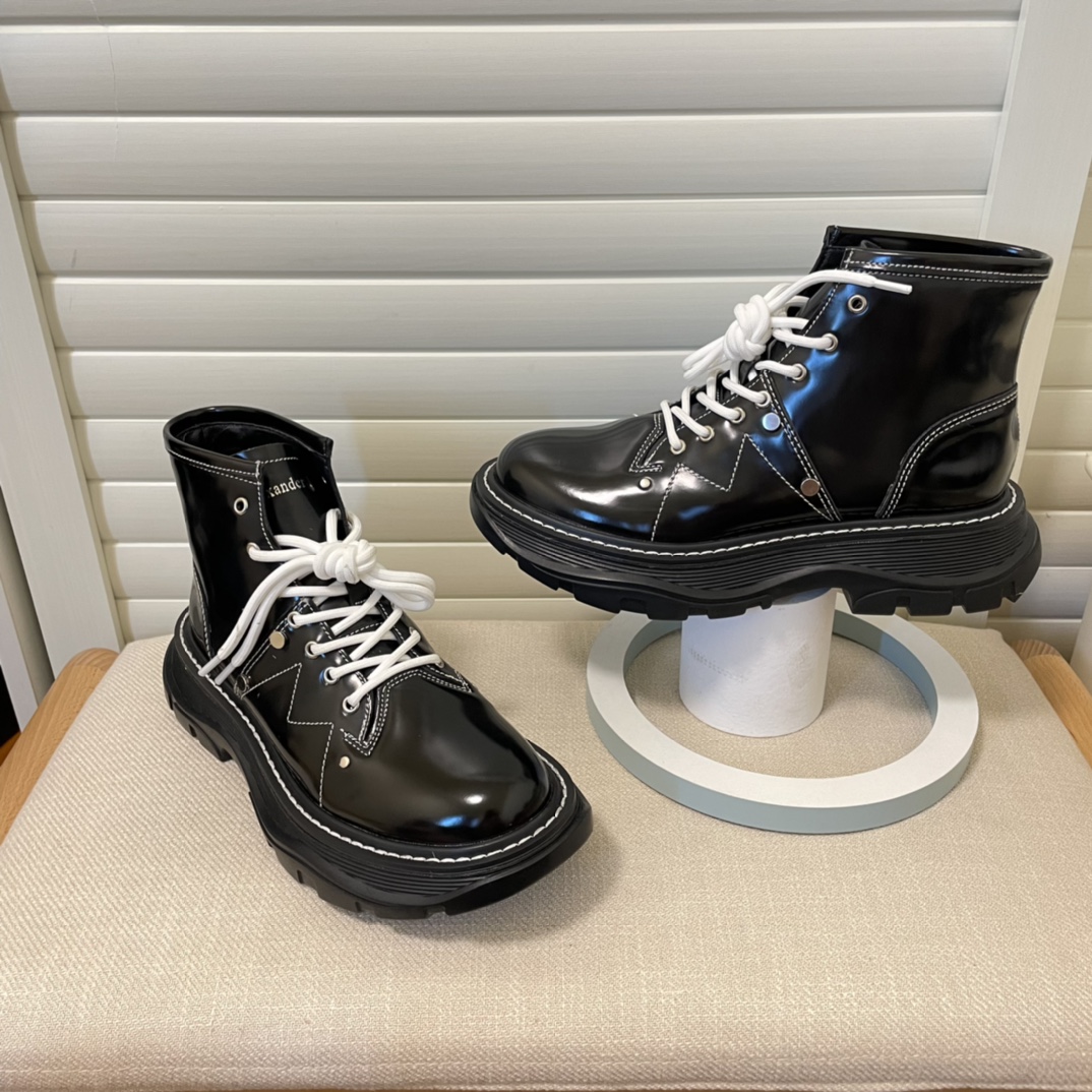 Alexander McQueen British style women rider short boots-Luxeon