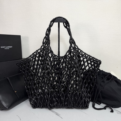 Beaded woven tote bag