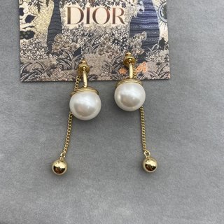 D style Ring Chain Tassel Pearl Stud Earrings-Luxeon