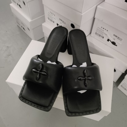 Smfk solid black slippers top quality-Luxeon