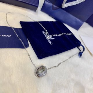 Swarovski Pure Crystal Double Ring Swan Necklace-Luxeon