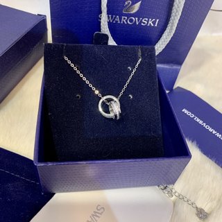 Swarovski Pure Crystal Double Ring Swan Necklace-Luxeon