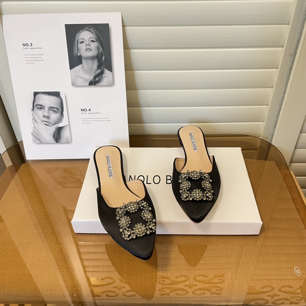 Manolo Blahnik pointed toe flat slippers-Luxeon