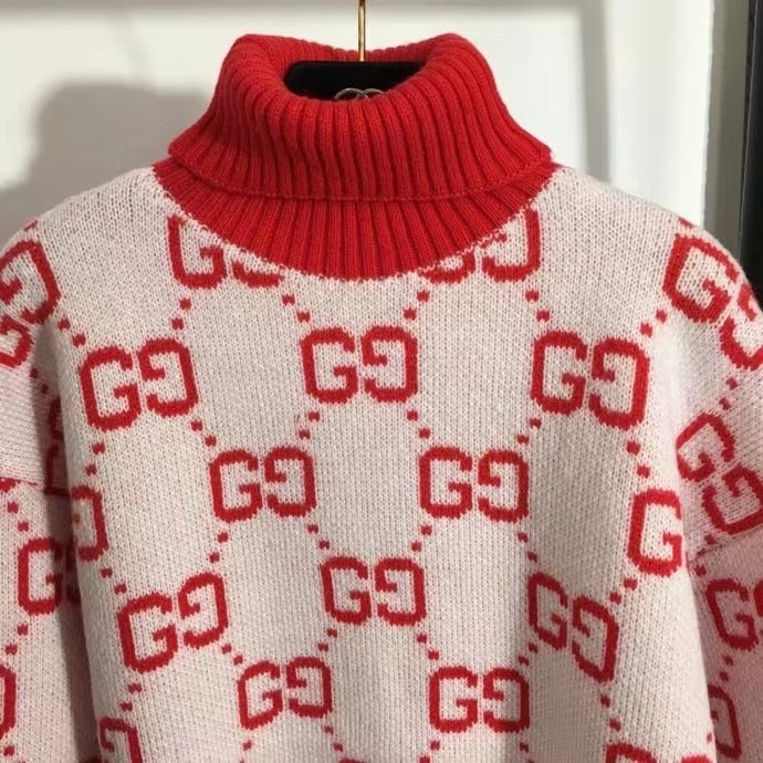 G style letter jacquard turtleneck with long sleeves-Luxeon