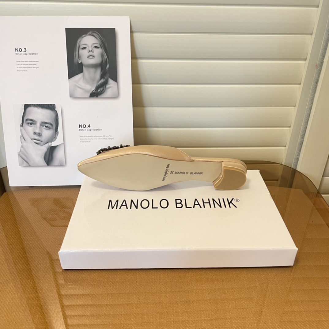 Manolo Blahnik pointed toe flat slippers-Luxeon