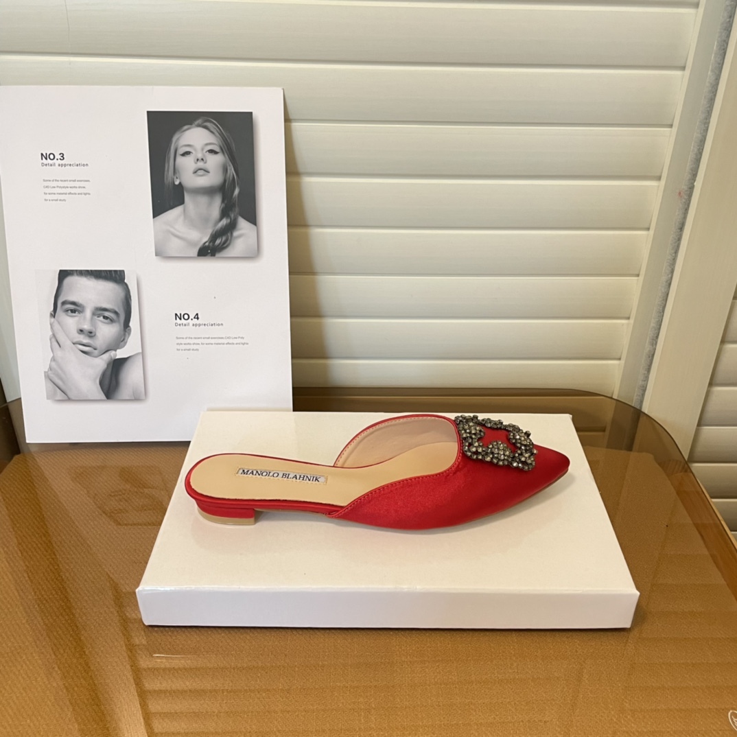 Manolo Blahnik pointed toe flat slippers-Luxeon