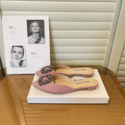 Manolo Blahnik pointed toe flat slippers-Luxeon