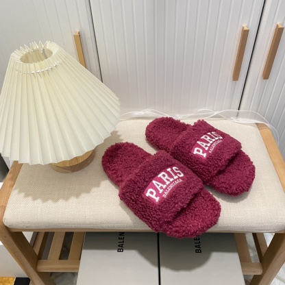 B style winter new fuzz fur slippers-Luxeon