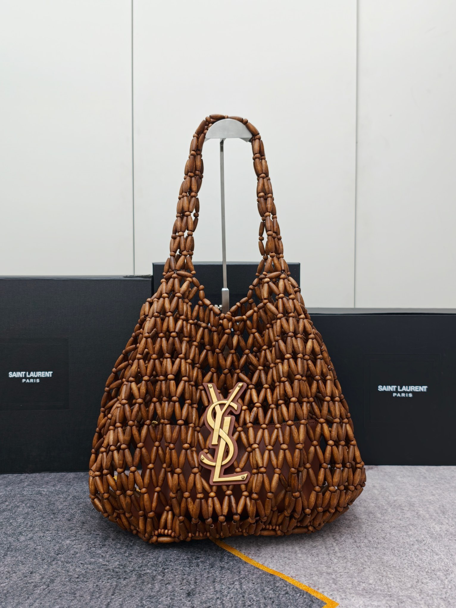 Beaded woven tote bag