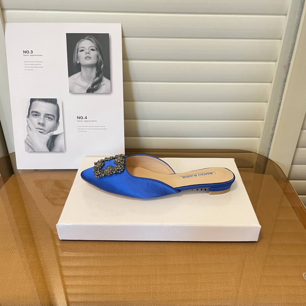 Manolo Blahnik pointed toe flat slippers-Luxeon