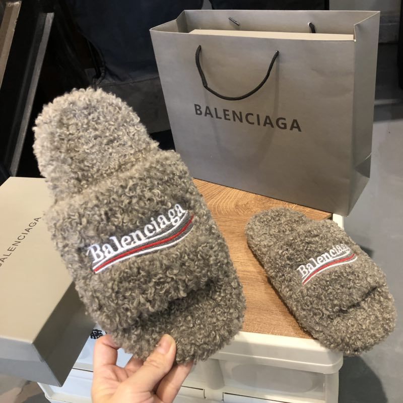B style new women fur slippers with logo upper-Luxeon