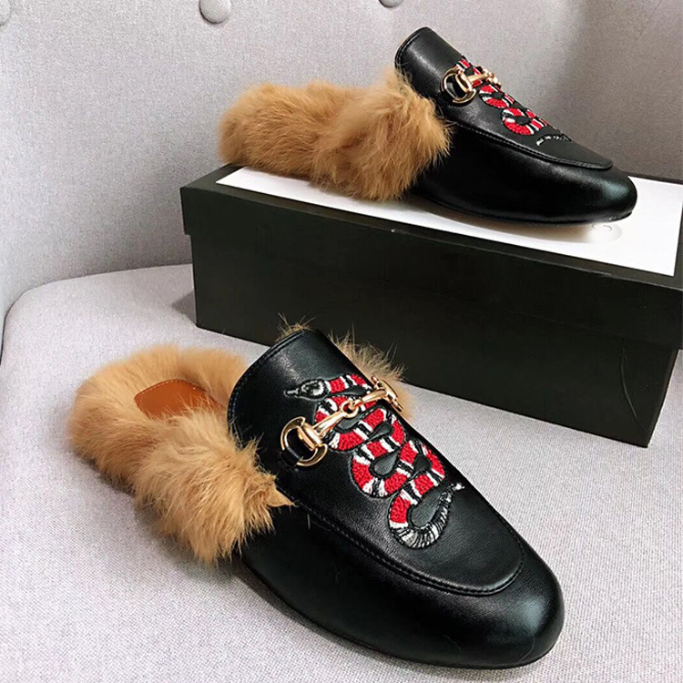 G style Winter Women Fluffy Fur Slippers-Luxeon