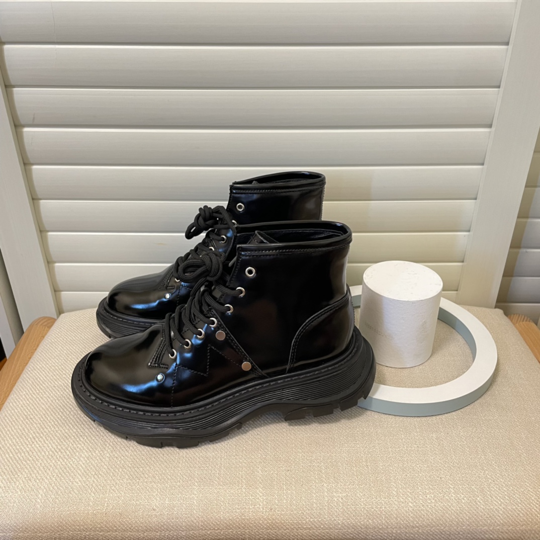 Alexander McQueen British style women rider short boots-Luxeon