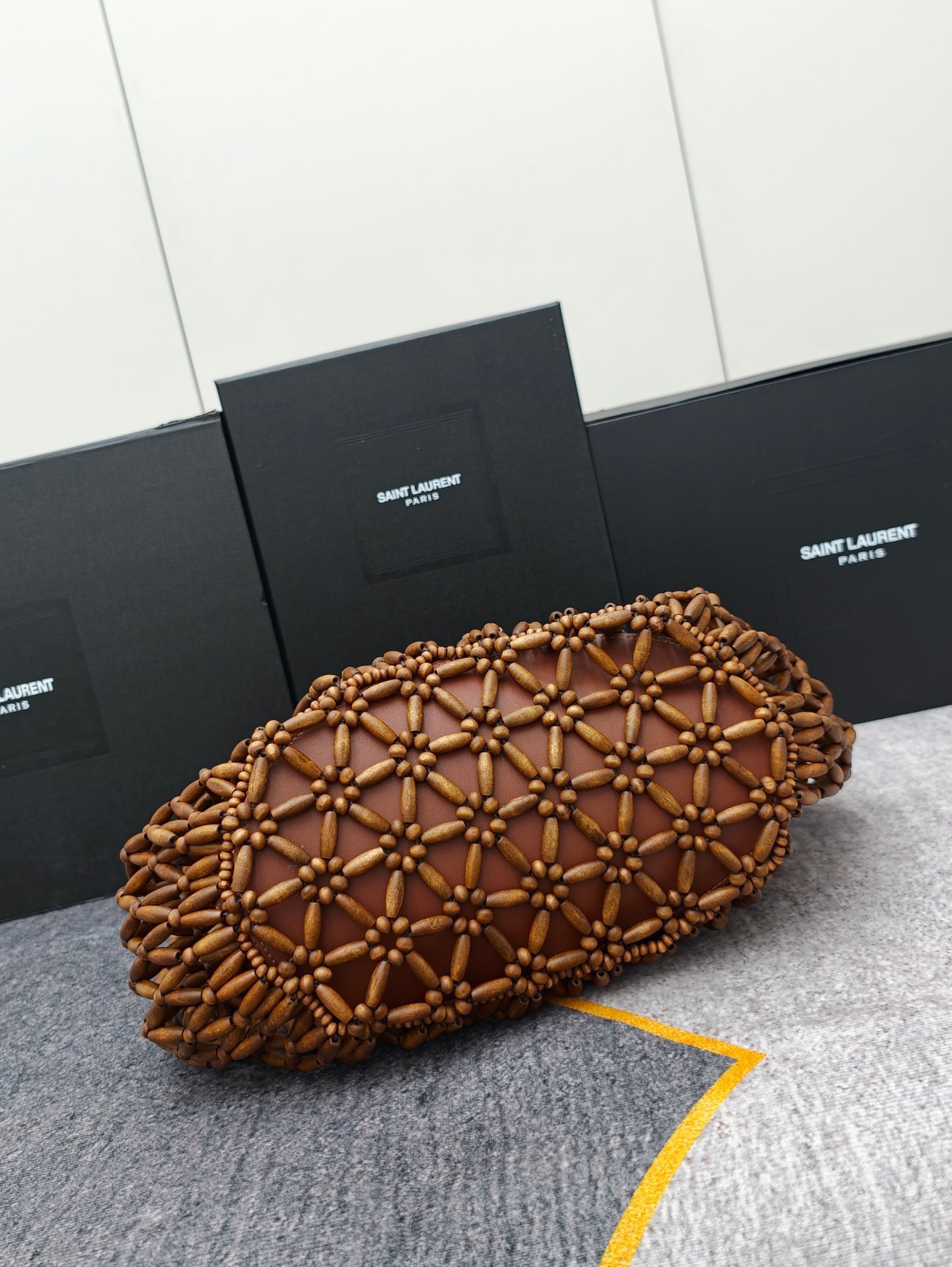 Beaded woven tote bag
