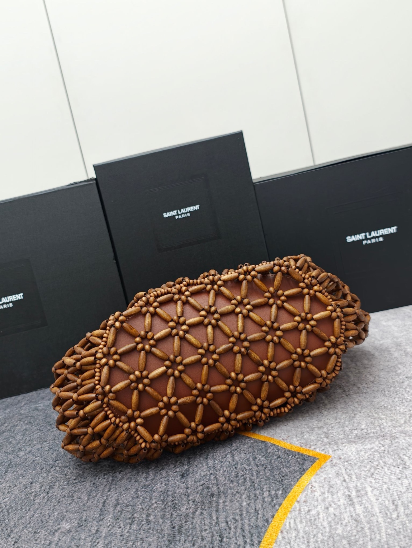 Beaded woven tote bag