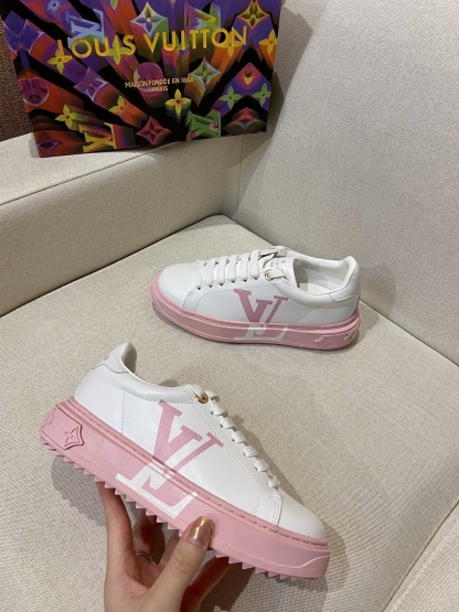 L style Women Lace Up Leather Flat Sneakers-Luxeon