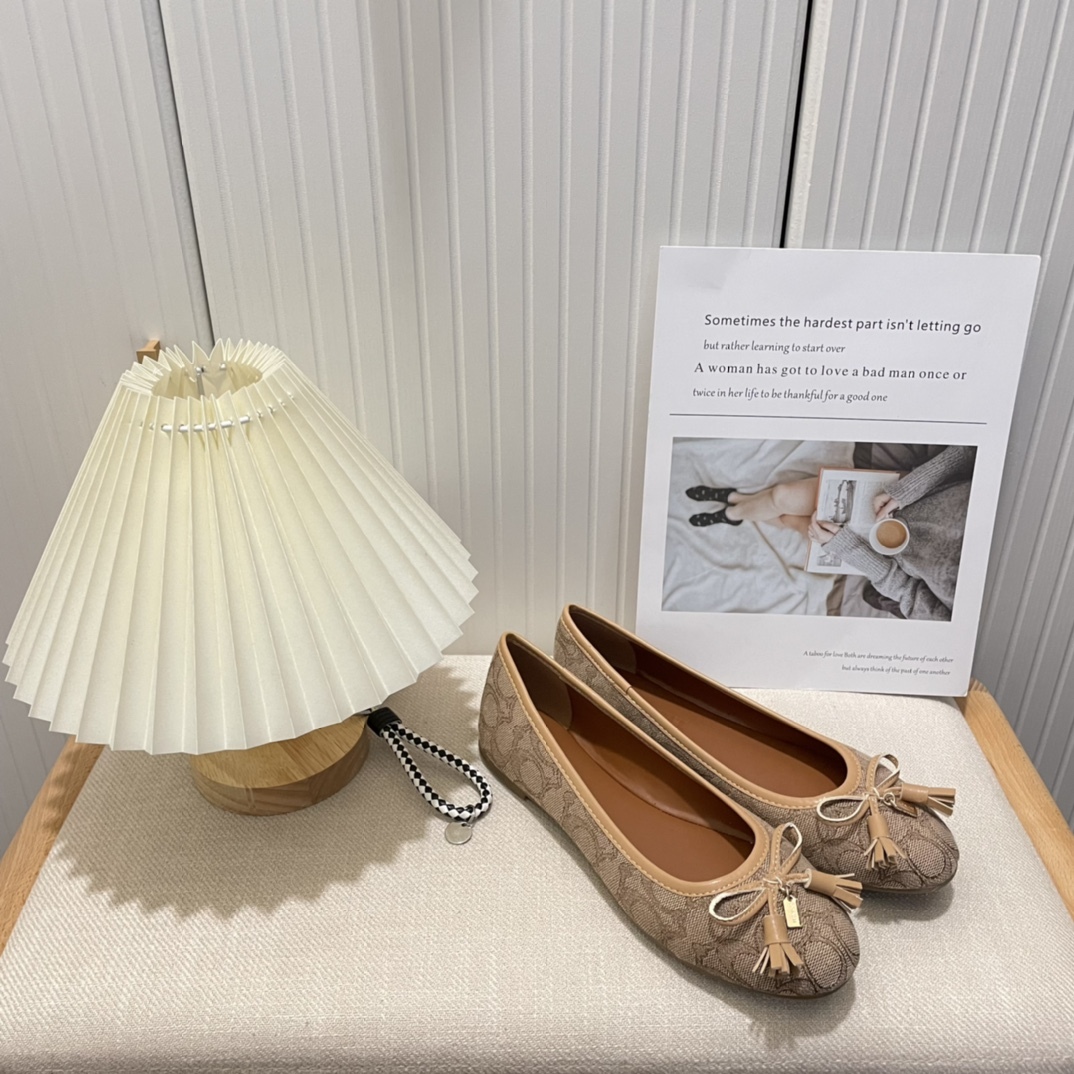 Coach new women bow-knot loafers flats-Luxeon